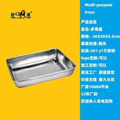 Restaurant & Hotel Rectangular Stainless Steel Towel Serving Tray Tableware