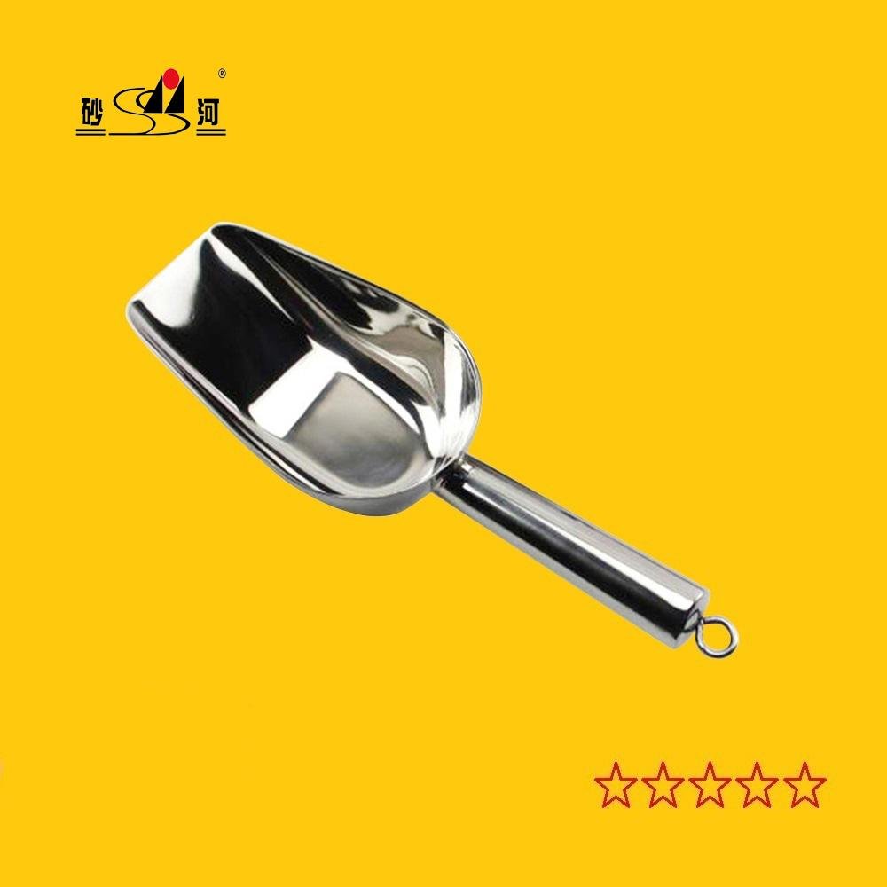 Hotel bar tools restaurant kitchenware s/s flat bottom ice shovel grain scoop 2