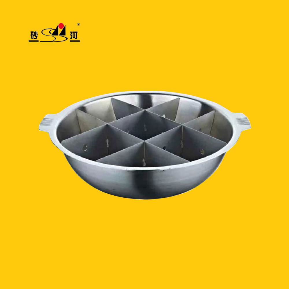 s/s hot pot with Nine Grids (Tic Tac Toe) Available Induction Cooker & gas stove