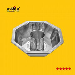 Octagonal Pans Divided into 3 parts Non Slag Steamboat without Lid