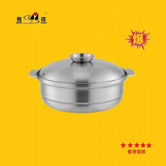 廠家不鏽鋼深湯鍋商用加厚雙耳白鋼鍋大容量電磁爐復底湯煲訂製