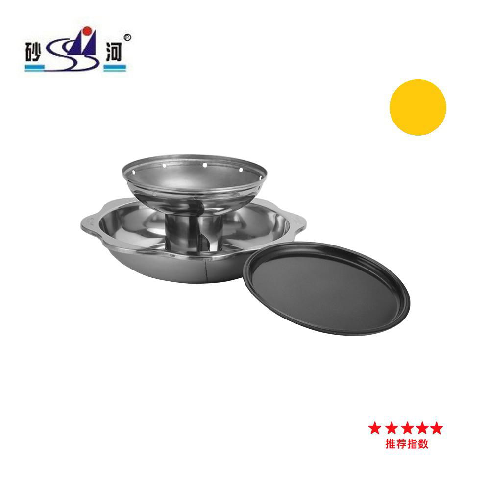 Stainless steel yinyang Hot pot with teppanyaki bbq Available Gas cooker stove 3