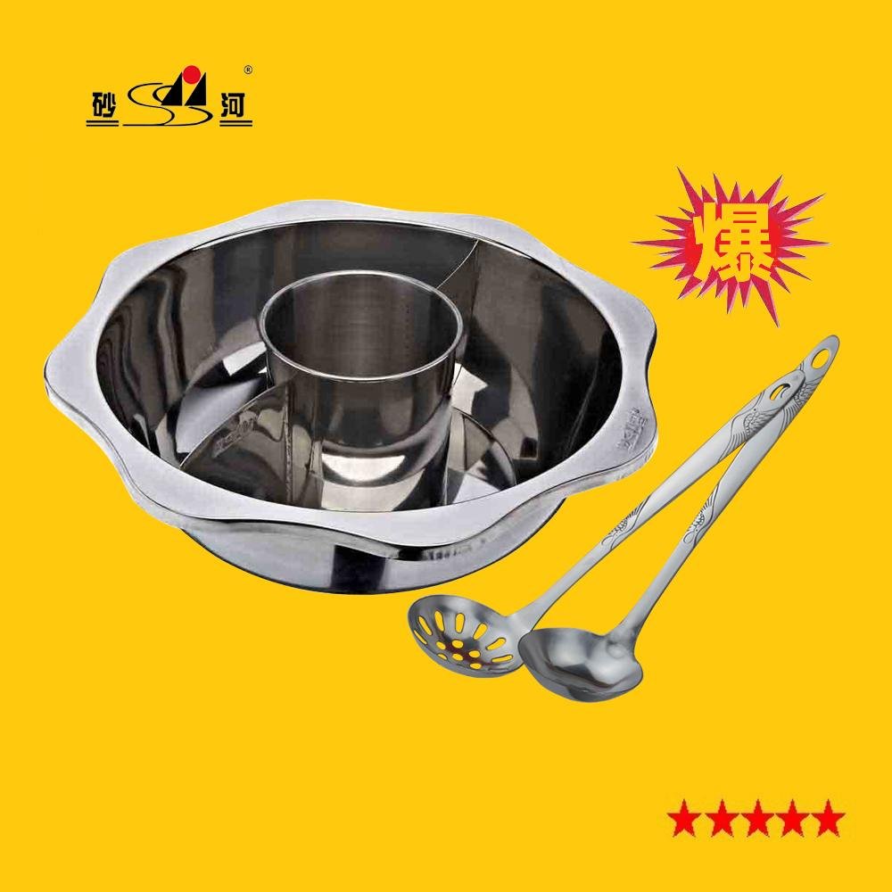  stainless steel pan with central pot partition pots for hot pot parties 3