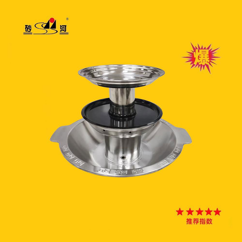 stainless steel pagoda tri-layers steamboat available gas stove 3