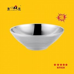 stainless steel Hammer point bouble wall soup noodle bowls 