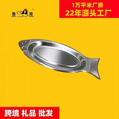 Ground stall catering culture thickened stainless steel fish shaped plate