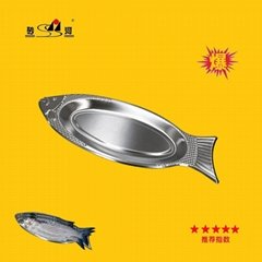 Ground stall catering culture thickened stainless steel fish shaped plate