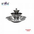 Pagoda style stainless steel trip-layer barbecue hotpot