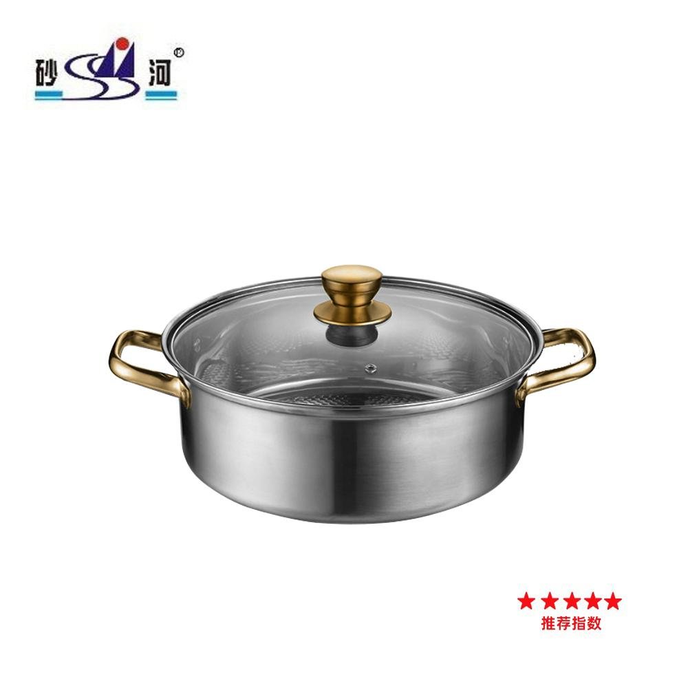 Economical stainless steel double ear S style hot pot  2 tastes hot pot 5