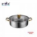 Economical stainless steel double ear S style hot pot  2 tastes hot pot