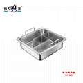  Induction cooker Stainless steel Square shabu with partition 4 grids hot pot  8