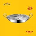 Stainless steel double handle Fry-Pan Golden handle Hammered pattern hotpot 4