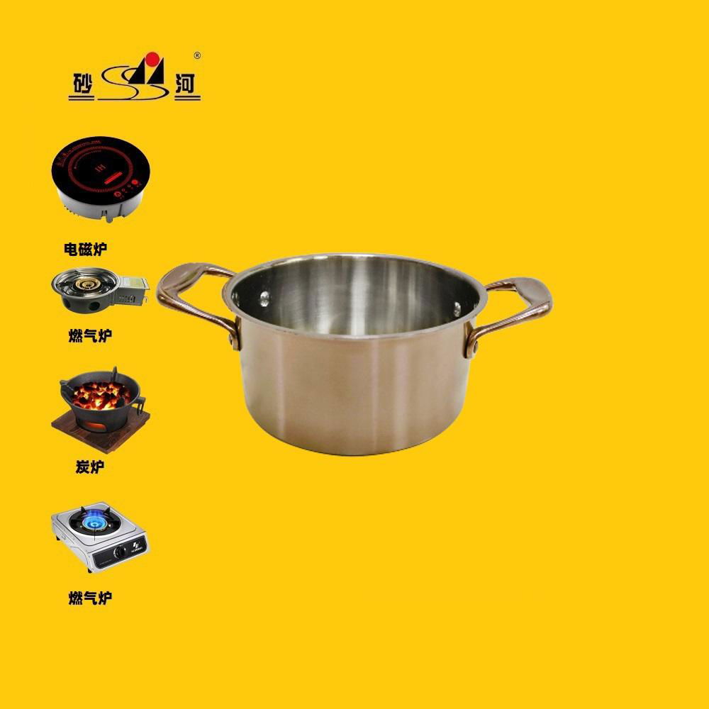 Stainless steel pot，tri ply material steamboat hot pot