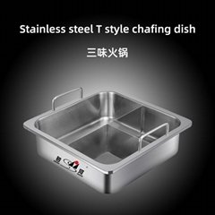 Stainless steel Square Basin separated into T-style hot pot Cooking Utensils