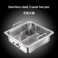 catering equipment s/s bq 3 tastes chafing shabu shabu hot pot for serving