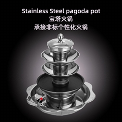 Shabu shabu Barbecue integrated pot with dry pot and steamer Insert