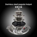 2 layers pagoda cooking pot of Four grids hot pot with BBQ pan  2