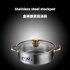 Economical stainless steel double ear S style hot pot  2 tastes hot pot