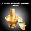 Brass Charcoal Stove Shabu Shabu Pan with Central Chimney & Lid made in China 2