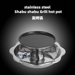 Stainless Steel shabu shabu Hot pot,Nonstick BBQ Yuanyang Hot pot