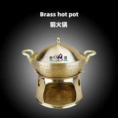 黄铜个人火锅加厚设计适用酒店餐厅酒吧锅具用品