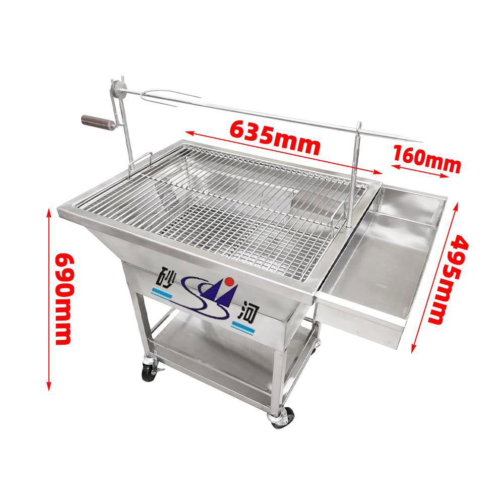 S/S Hand Pushed Barbecue Truck with Floor Stand Commercial Barbecue Truck 3