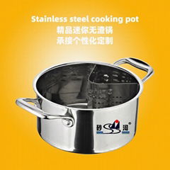 stainless steel stock pot with separation slag baffle for hot pot