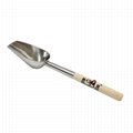 handheld stainless steel Ice scoop with wooden handle 3
