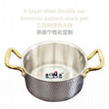 Tri-layer steel double ear hammer pattern soup pot