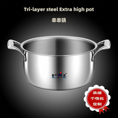 Tri-layer Steel Double Handle Cooking Soup Pot 