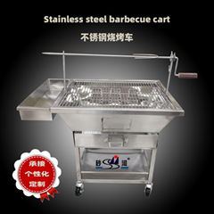 S/S Hand Pushed Barbecue Truck with Floor Stand Commercial Barbecue Truck