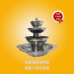New s/s yinyang BBQ pagoda style hotpot