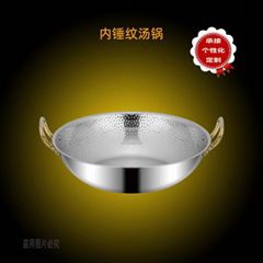 Tri-layer steel Golden handle hammer style soup pot 