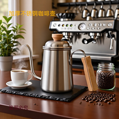 木柄不鏽鋼咖啡壺商用餐廳茶壺家庭廚房長嘴油壺