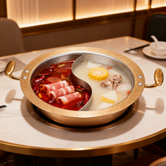 Thickened stainless steel soup pot tri-layer steel seafood yinyang hot pot