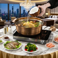 Restaurant Hot Pot with Lid Stainless Steel Home Cooking Soup Pot 