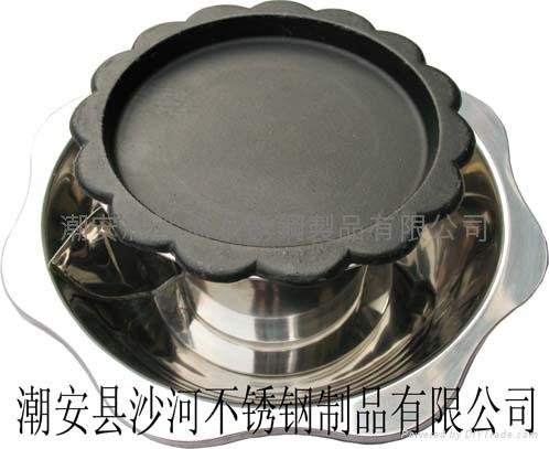 Stainless Steel Lotus Shape Shabu Shabu Pan with Central pot cooking ware 3
