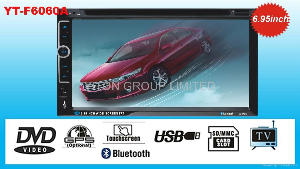 Car DVD/TV/AM/FM/BT/USB/SD With 6.95" touch screen player F6061A