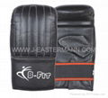 Black Leather Bag Gloves with Elastic Closure 