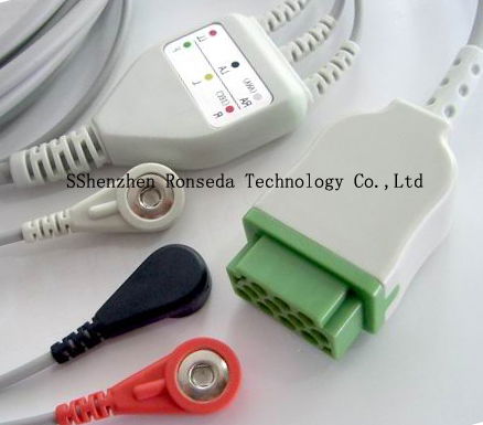 ECG cable with 3 leads for GE