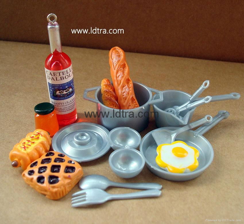 doll house mini glass cups bowl tea set pan fork scoop 4