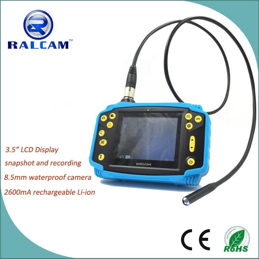 3.5'' TFT LCD recording 450000 pixels video borescope with internal SD memory