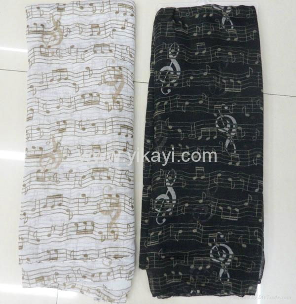 polyester voile scarf in musical note pattern 2