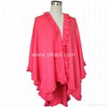 fashion acrylic knitted shawl with ruffle trim 4