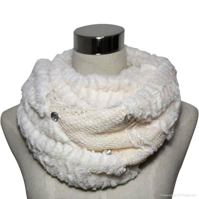 ladies fashion polyester velvet infinity scarf