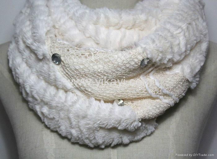 ladies fashion polyester velvet infinity scarf 2