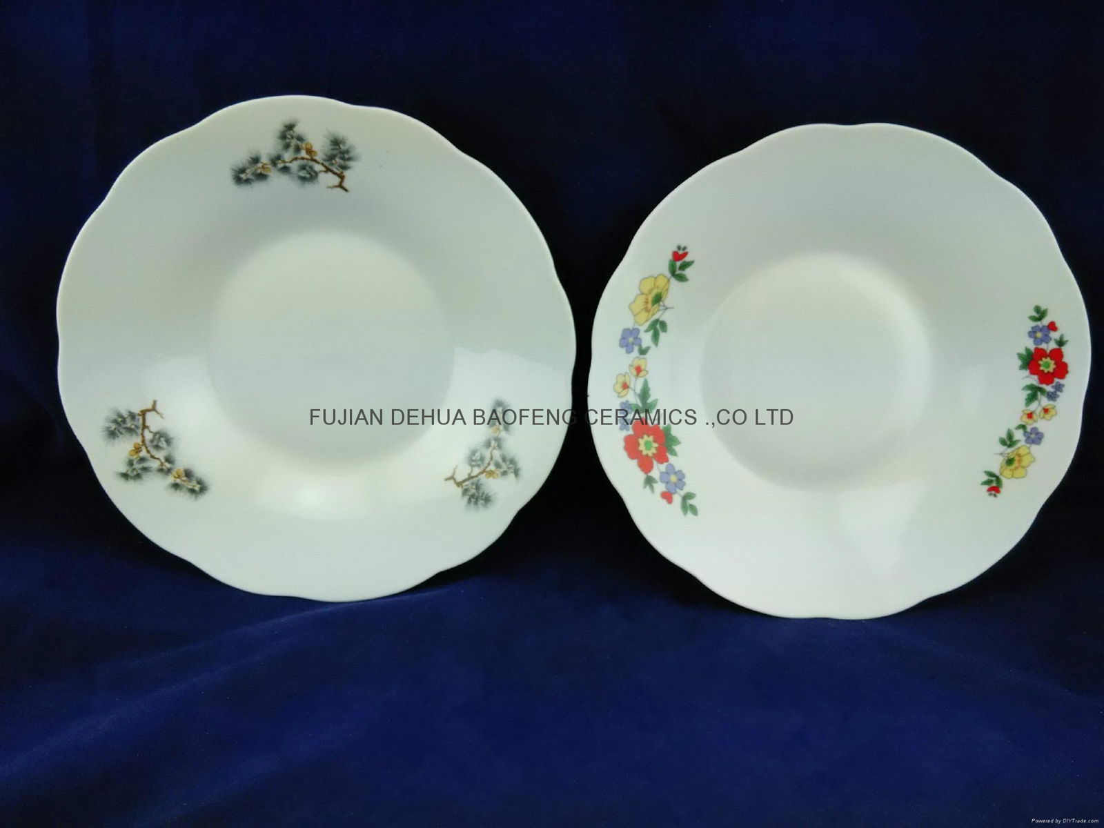 Printing Porcelain Ceramic Salad Bowl With Gold Line, Ceramic Bowls 3