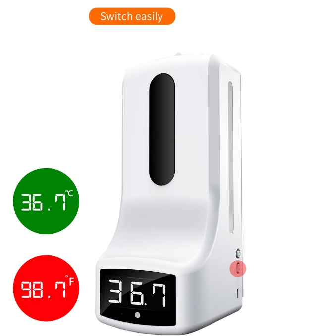 Wall mounted hand temperature measurement K9 thermometer sensor liquid soap disp 1