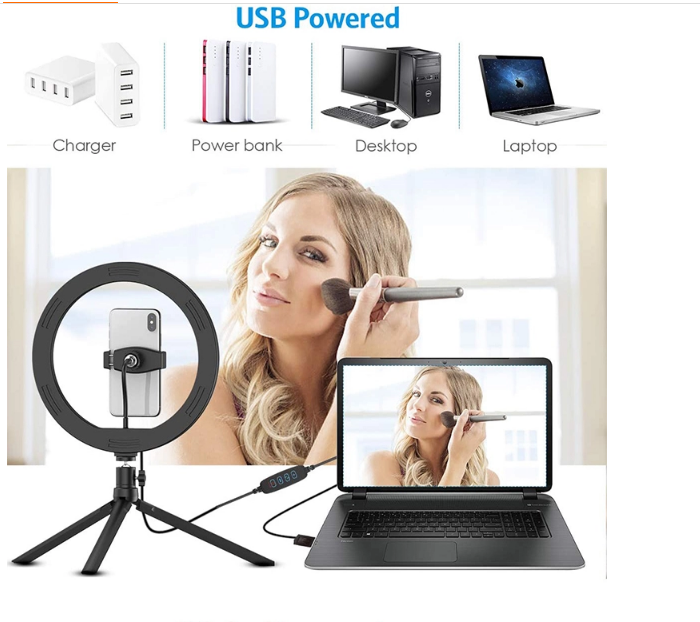 10" Ring Light with Tripod Stand - Dimmable Selfie Ring Light LED Camera Ringlig 5