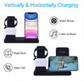 3 In 1 Smart Portablei Phone Holder Watch Fast Wireless Charging Station Pad 